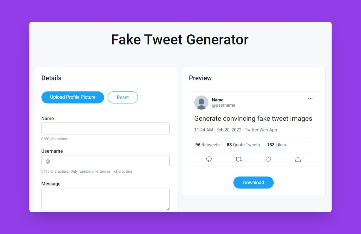 Generate Fake X (Twitter) Tweets for Mockups and Designs – Fake X Tweet Generator